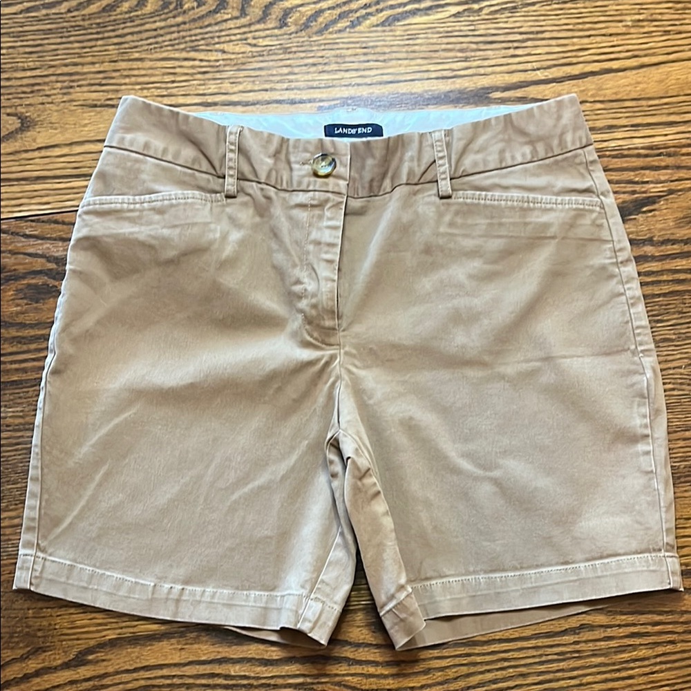 Lands' End Tan Bermuda Shorts Classic Cotton Blend